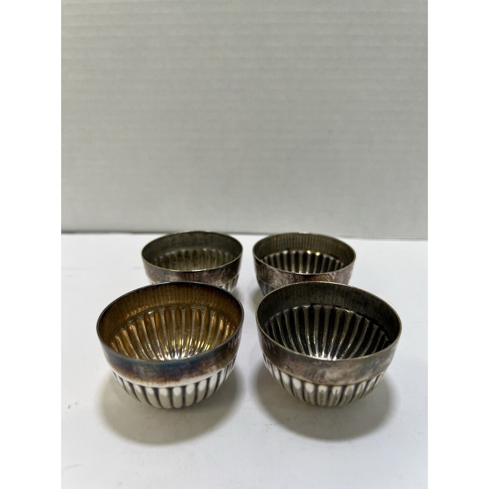 Happin & Webb Set of 4 Princes Plate Silverplate Fluted Bowls, 1900-1940